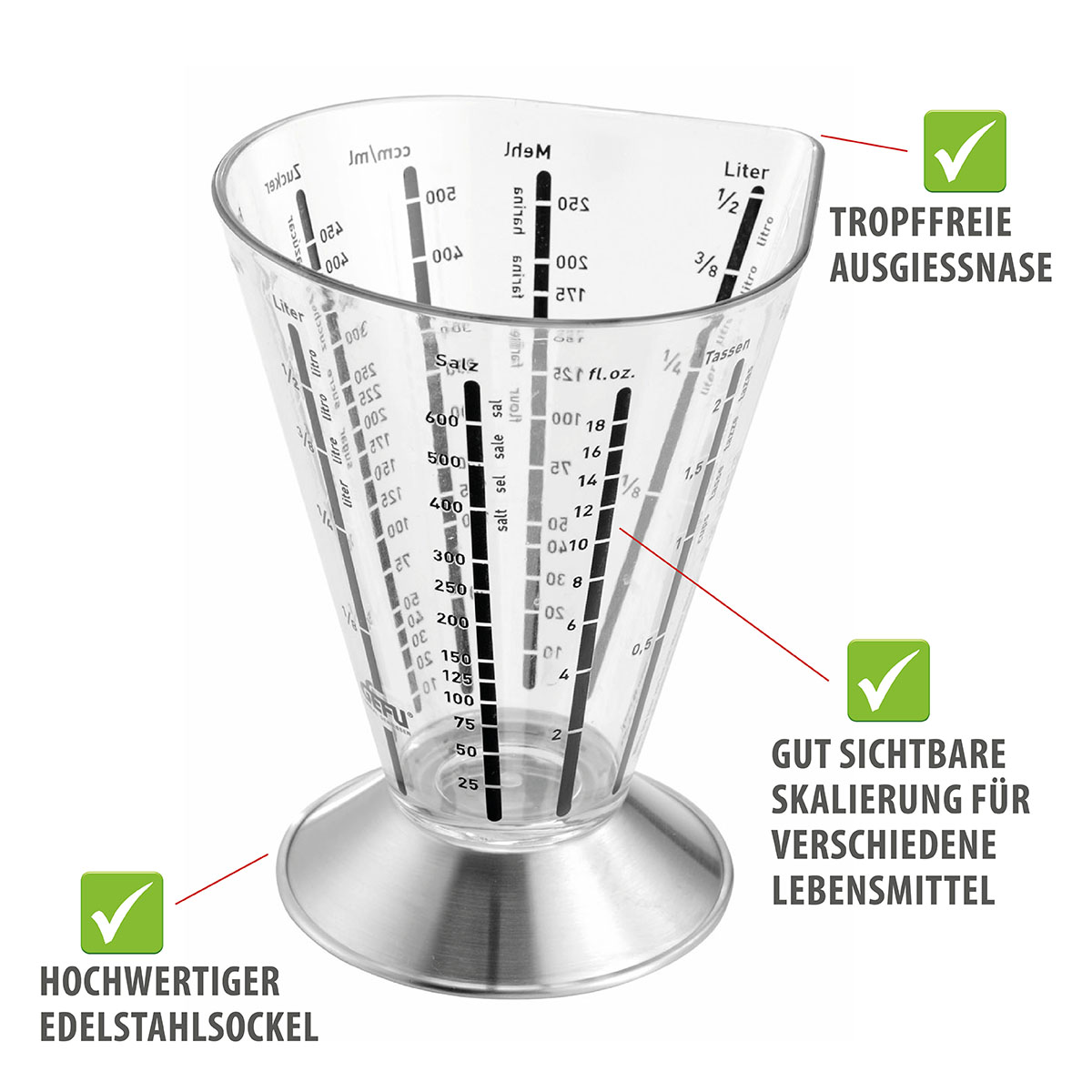 Messbecher SATURAS, gut ablesbar & vielseitig