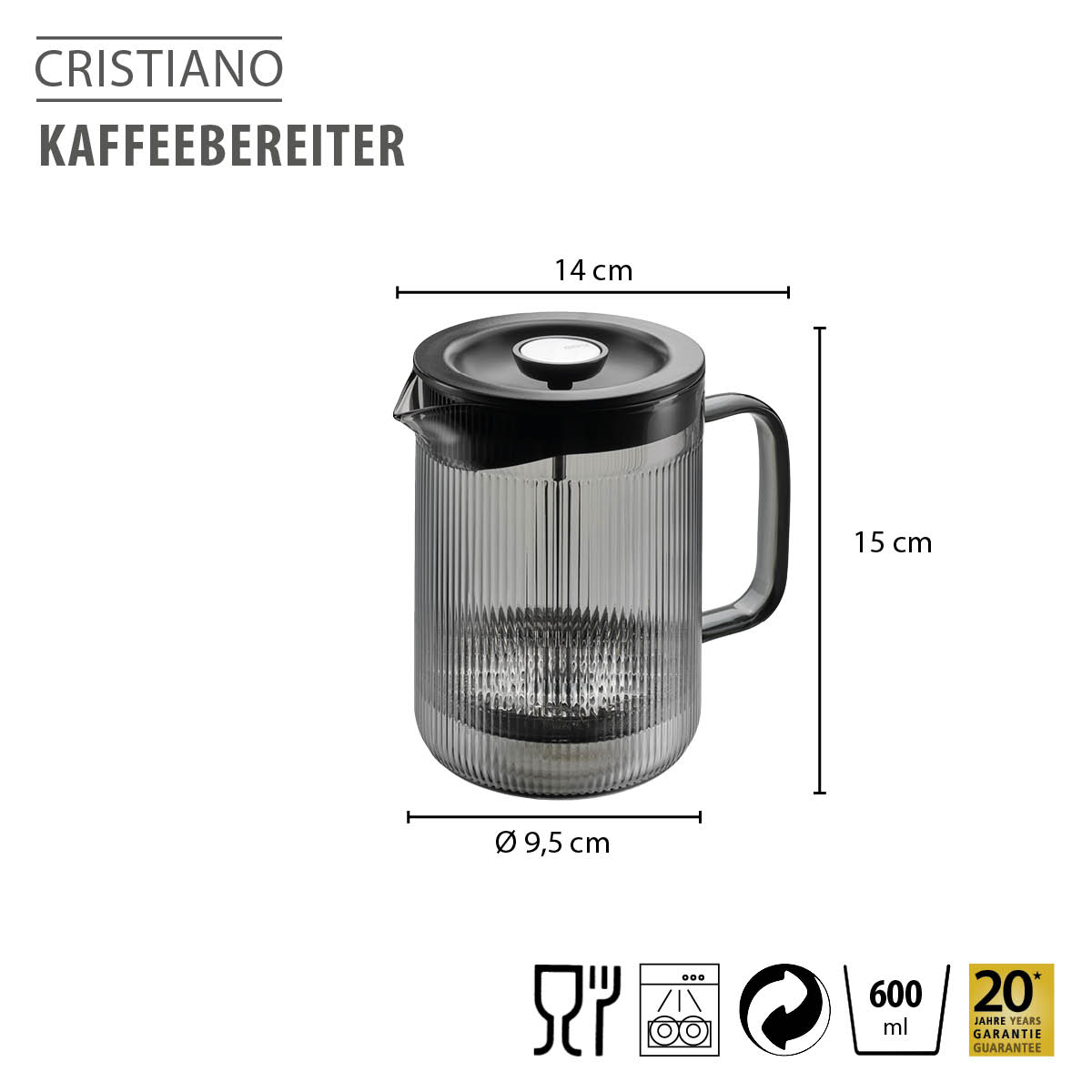 Coffee maker CRISTIANO, 600 ml