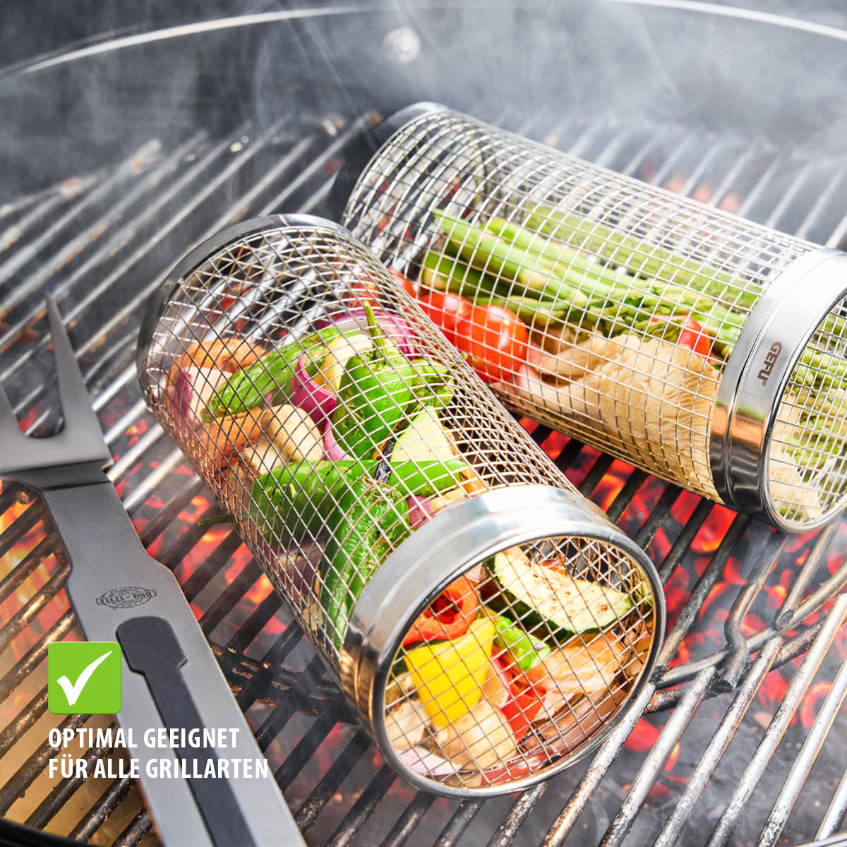 Rolling grill basket BBQ