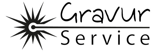 Logo des Gravur Service Unternehmens in Schwarz-Weiß Schwarz-Weiß-Logo des Gravur Service mit stilisiertem Stern und Schriftzug