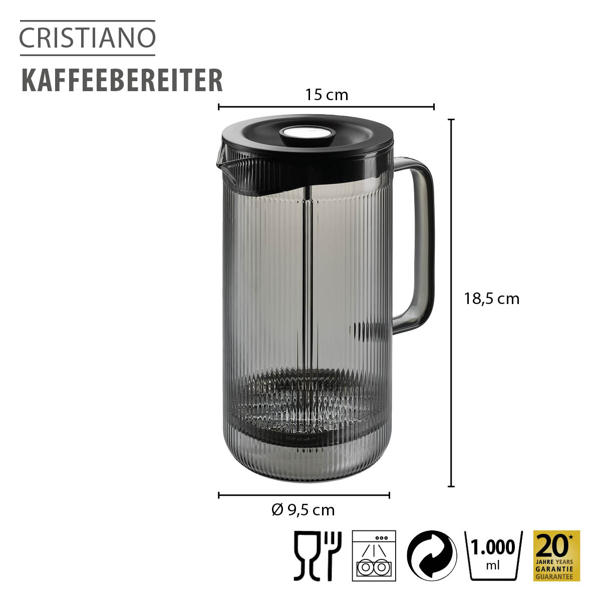 Coffee maker CRISTIANO, 1.000 ml