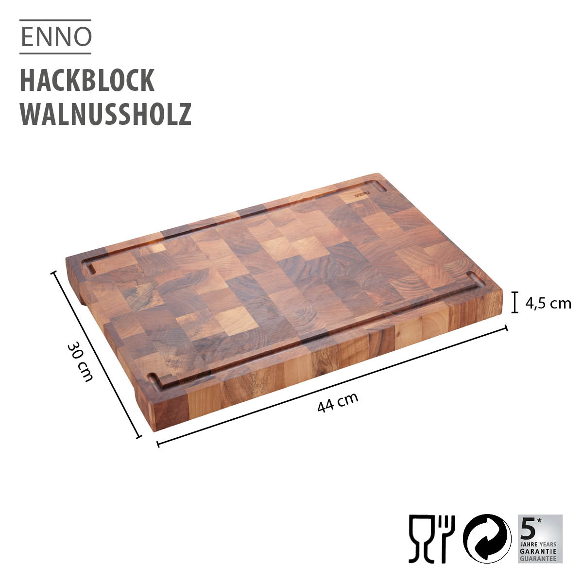 Hackblock ENNO, Walnussholz