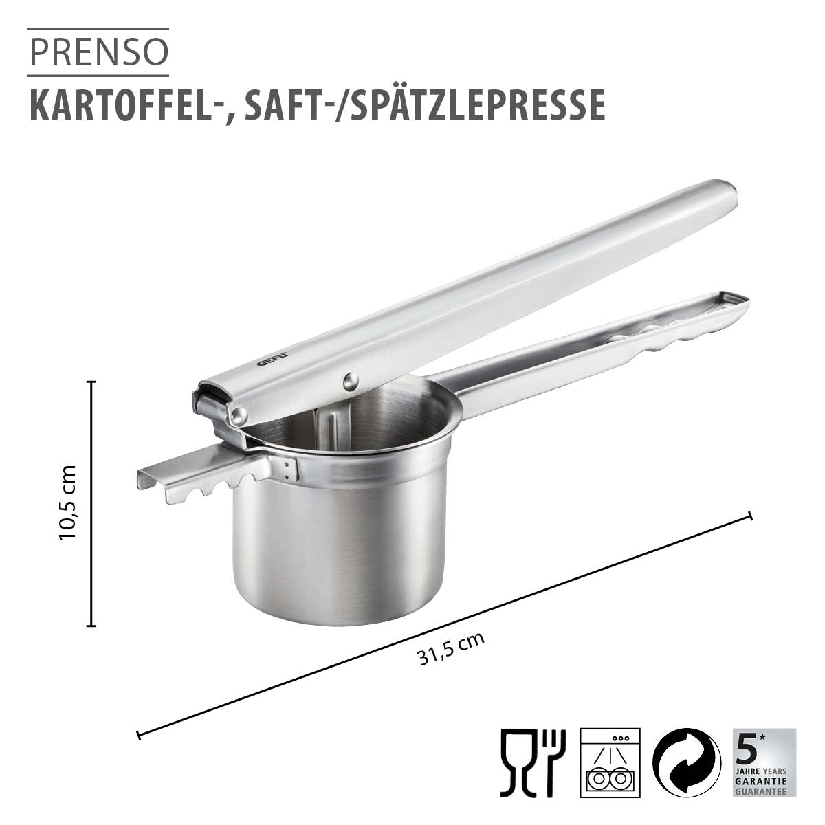 WESTMARK KARTOFFELPRESSE Quadro EDELSTAHL SPÄTZLEPRESSE Kartoffel-Presse Spätzle WESTMARK KARTOFFELPRESSE Quadro EDELSTAHL SPÄTZLEPRESSE Kartoffel-Presse Spätzle
