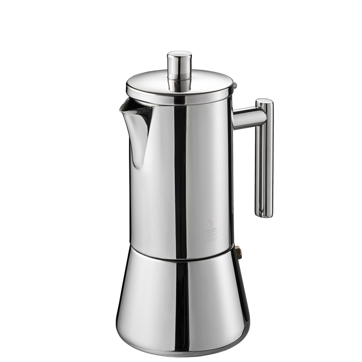 Elegante Edelstahl-Espressokanne für authentischen Kaffeegenuss Hochwertige Edelstahl-Espressokanne mit modernem Design und glänzender Oberfläche