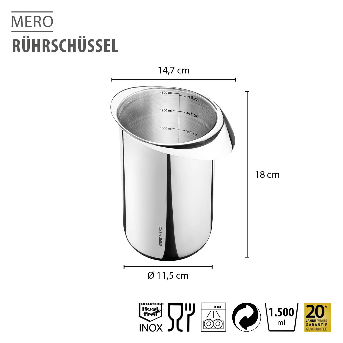 Mixing bowl MERO, 1500 ml