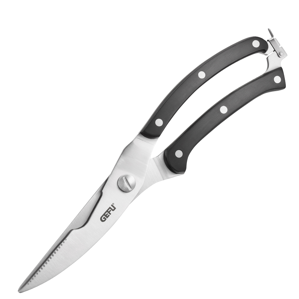 Hochwertige Küchenschere aus Edelstahl mit ergonomischem Griff Küchenschere aus Edelstahl mit schwarzem Griff für vielseitige Anwendungen