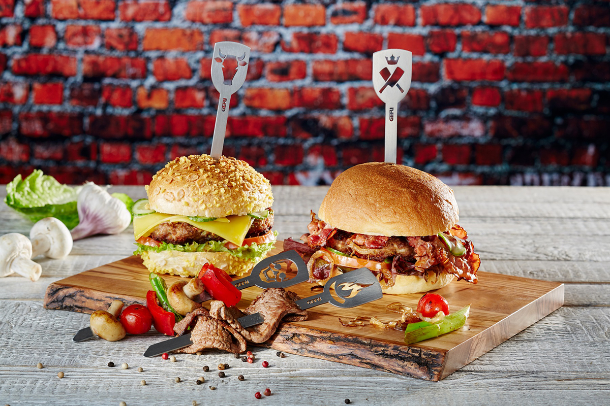 Hamburger skewers TORRO, 2 pcs. (Death's head + flame)