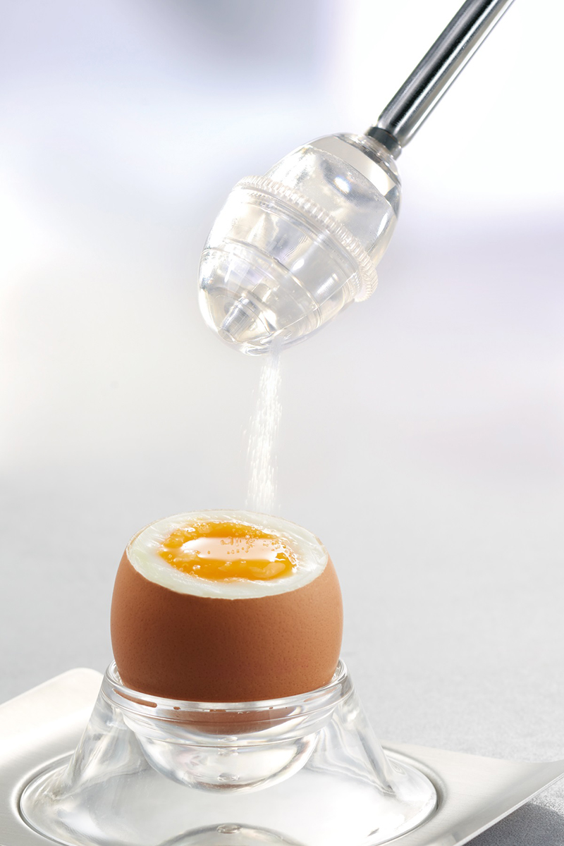 Egg cracker with salt shaker