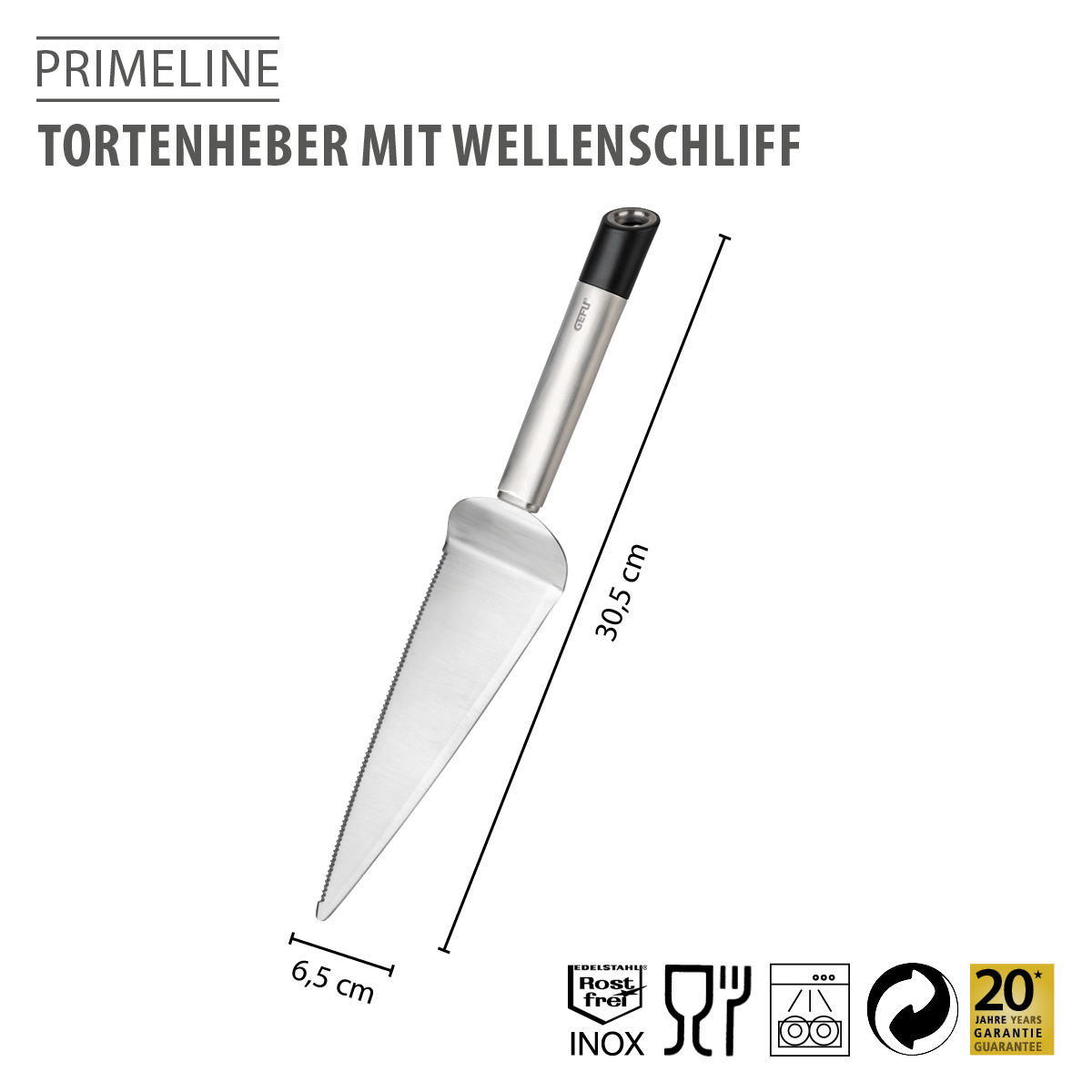 Tortenheber mit Wellenschliff PRIMELINE – Edelstahl Kuchenheber