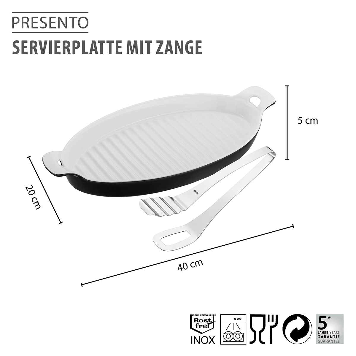 Servierplatte mit Zange PRESENTO
