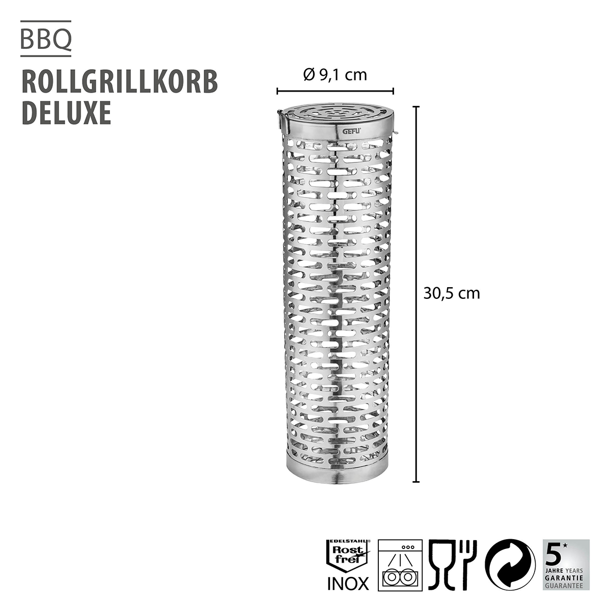 Rollgrillkorb Deluxe BBQ, 30,5 cm