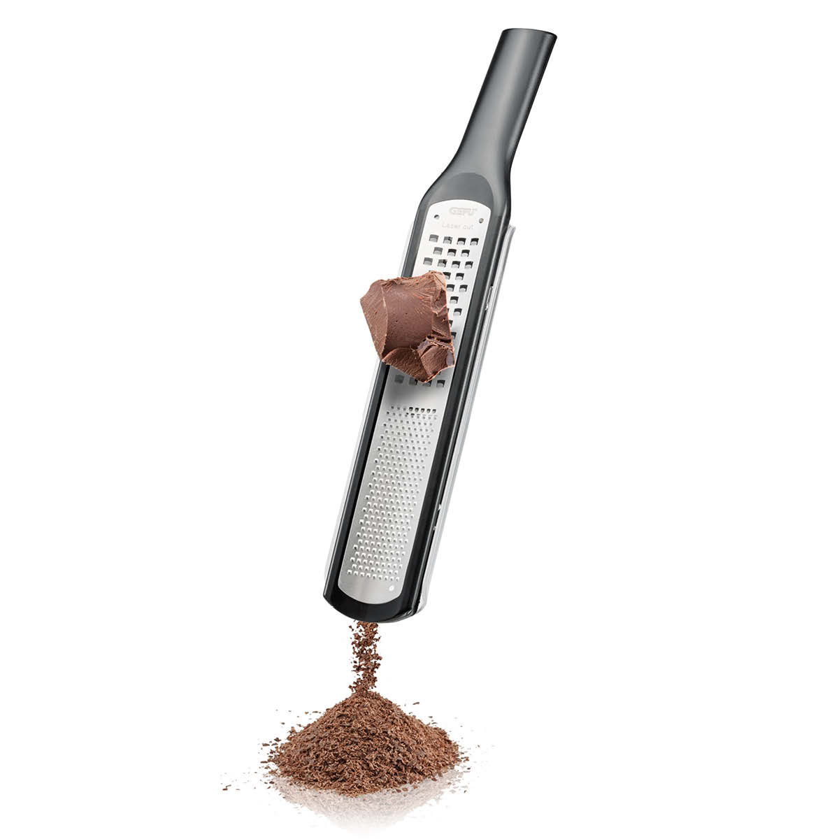 Praktische Küchenreibe für Schokolade Schokoladenreibe mit geriebener Schokolade