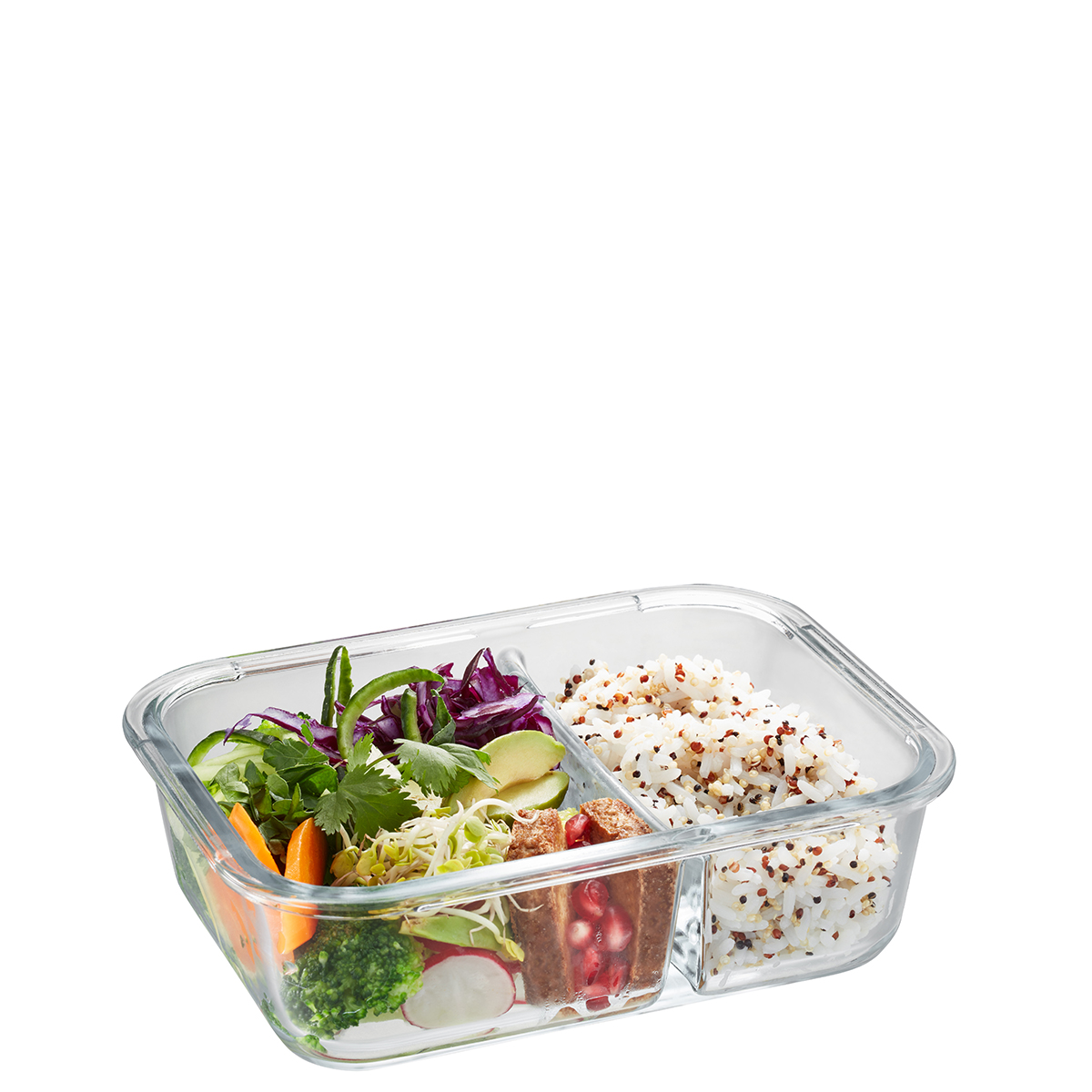 Food storage container MILO, rectangular, separated, small (Freshness control and stock checks via app)