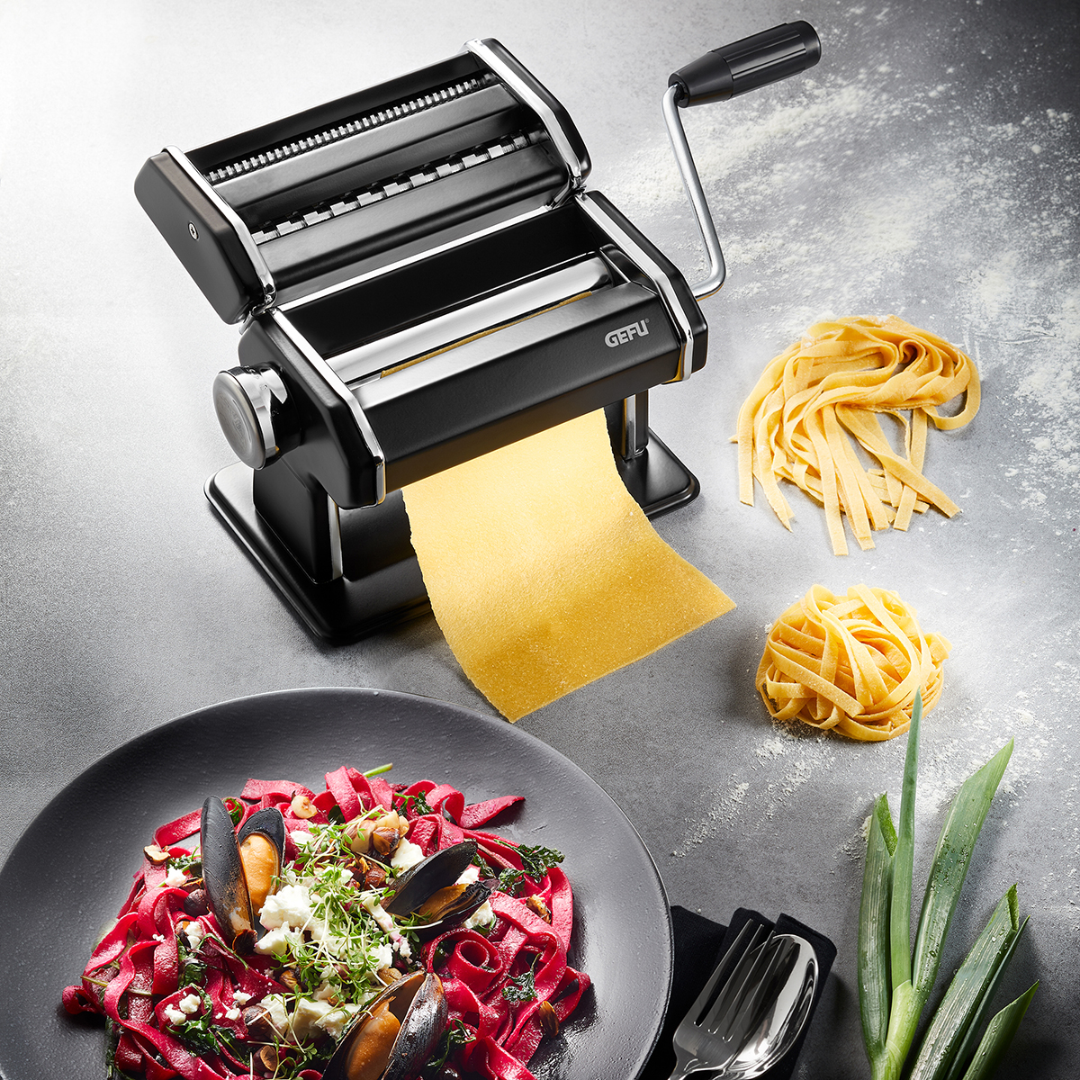 Gefu Pasta Maker Set, Stainless Steel Maker & Foldable Dryer on Food52