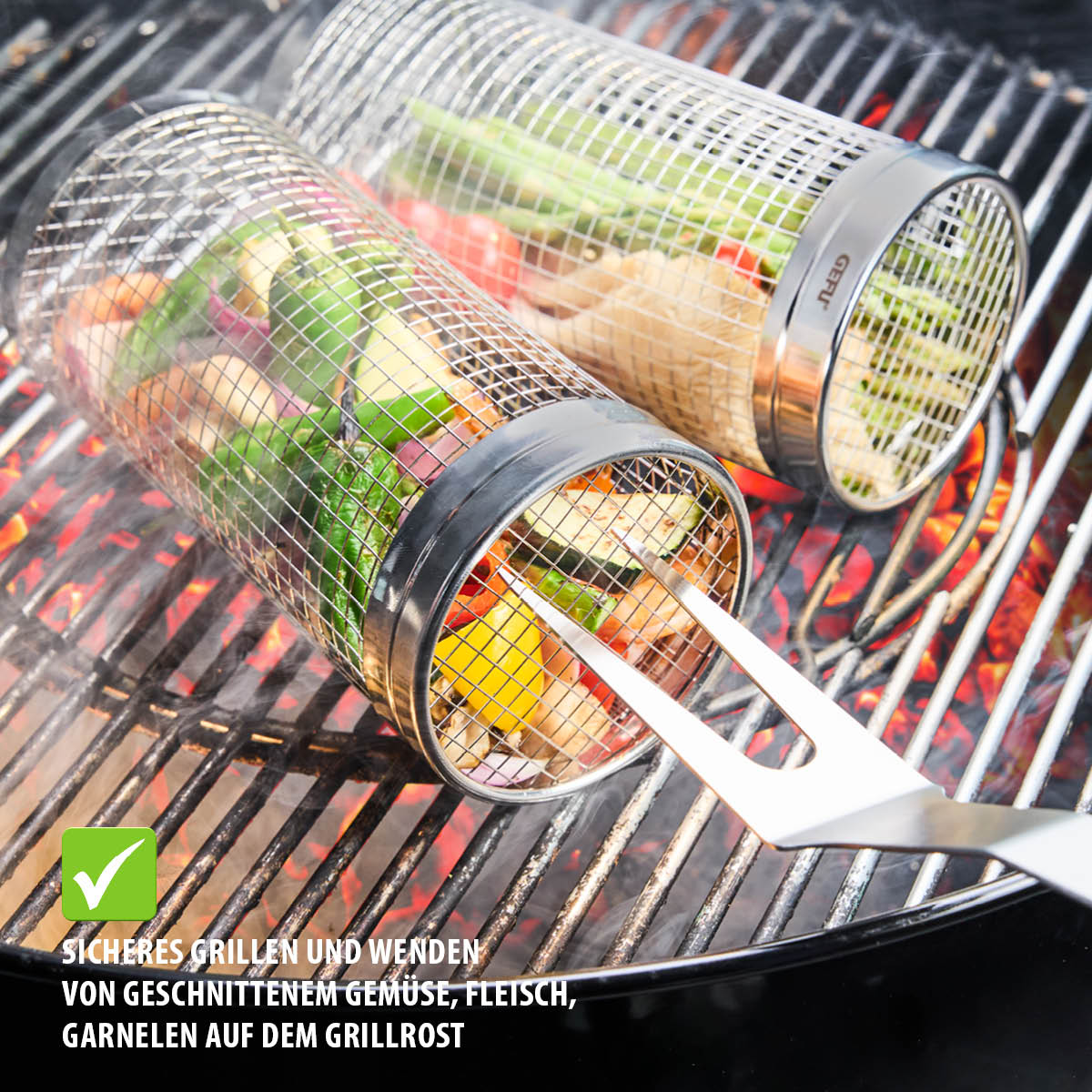 Rolling grill basket BBQ