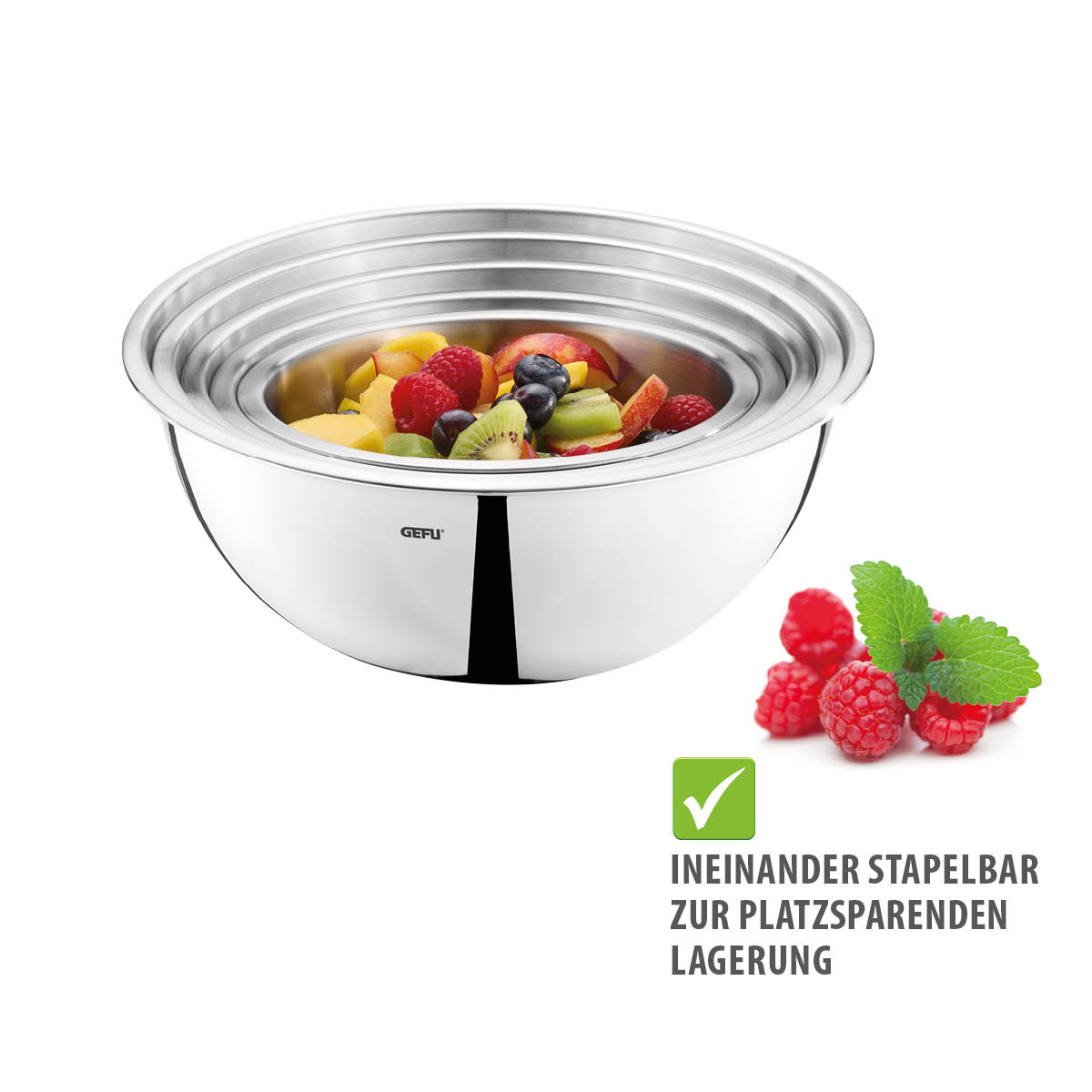 GEFU Edelstahlschüssel-Set, 5-teilig, ineinander stapelbar