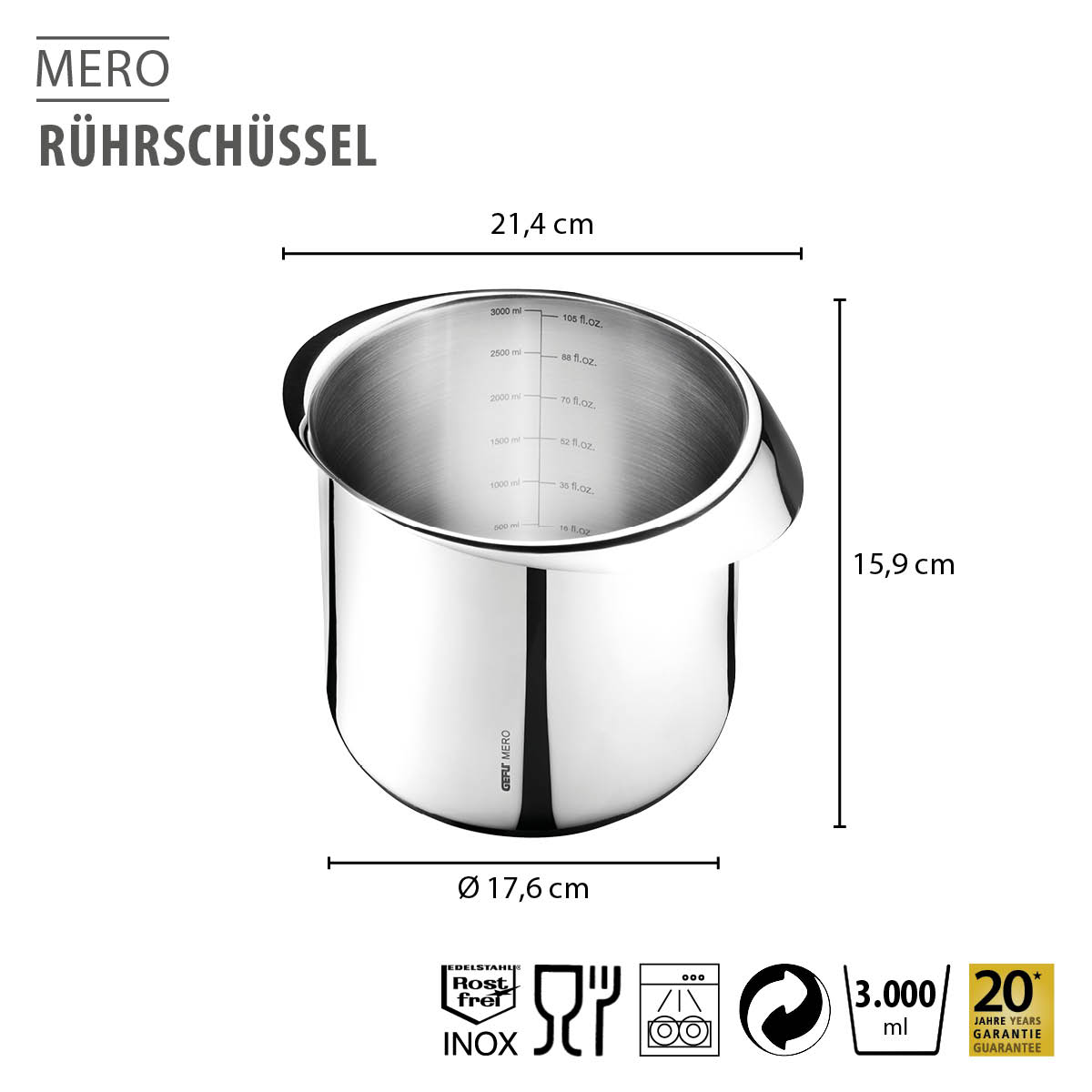 Mixing bowl MERO, 3000 ml