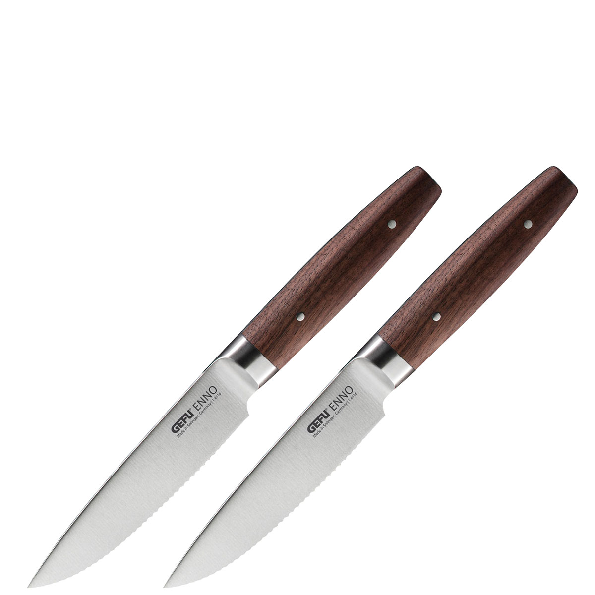 Set aus zwei hochwertigen Küchenmessern mit Holzgriff Zwei Küchenmesser mit scharfer Klinge und elegantem Holzgriff