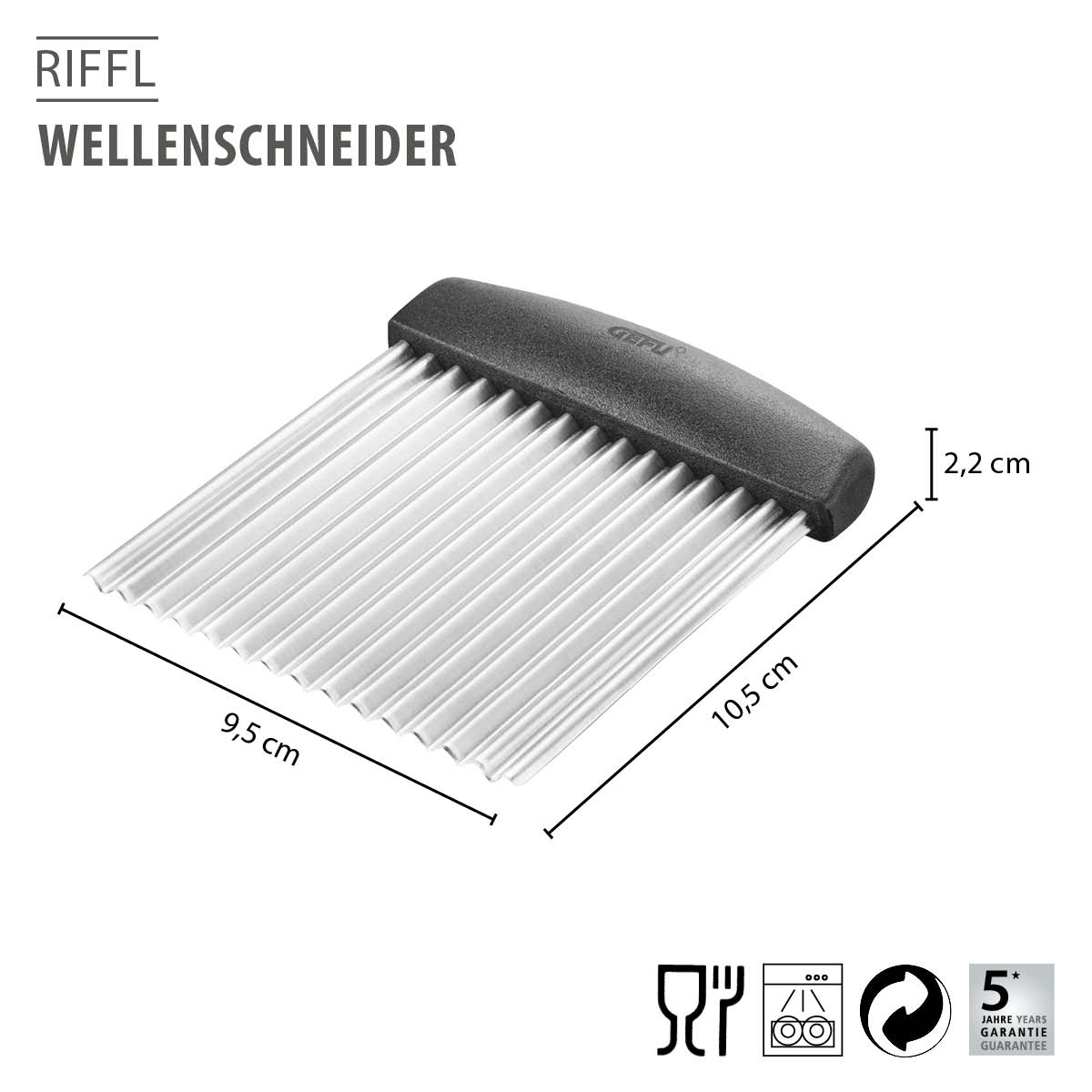 Wellenschneider, ideal zum Schneiden von Wellen in Gemüse und Obst, Maße 9,5 x 10,5 x 2,2 cm