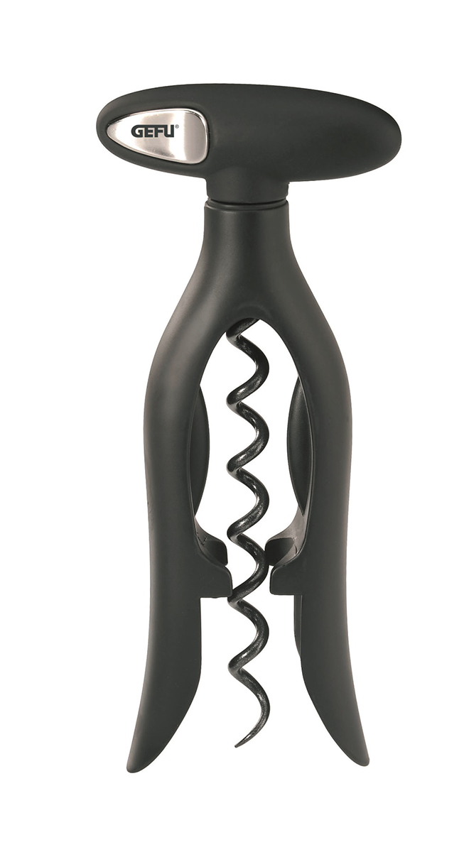 Hochwertiger Korkenzieher mit ergonomischem Griff Schwarzer Korkenzieher mit ergonomischem Griff und Stahlspirale