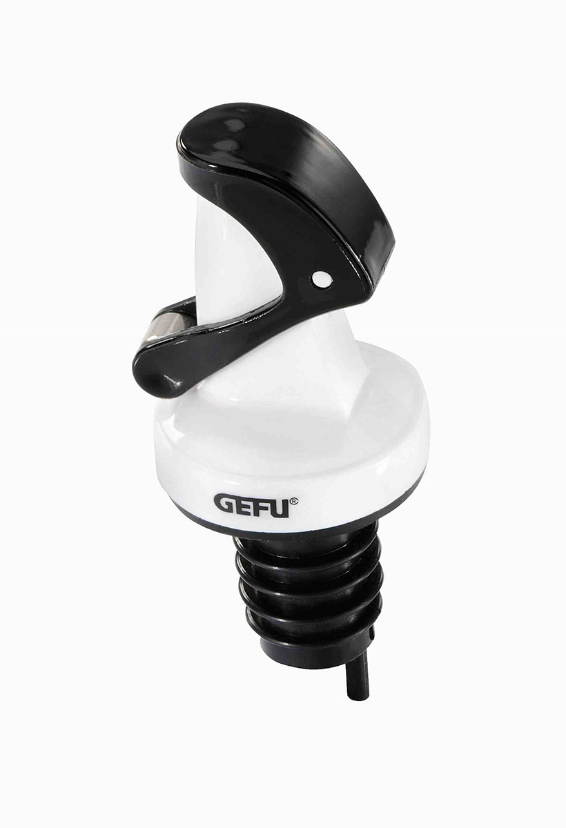 Weinverschluss von GEFU in Schwarz und Weiß GEFU Weinverschluss aus schwarzem und weißem Kunststoff