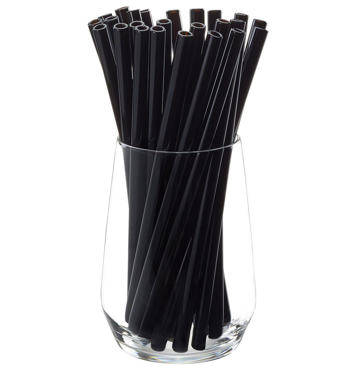 Glass Straw FUTURE, 23 cm, set of 25 black, 2 brushes inclusive