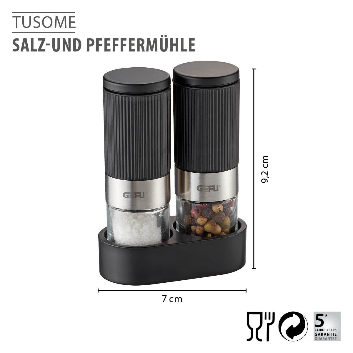 Salz- & Pfeffermühle TUSOME Set, Mini, Verstellbar