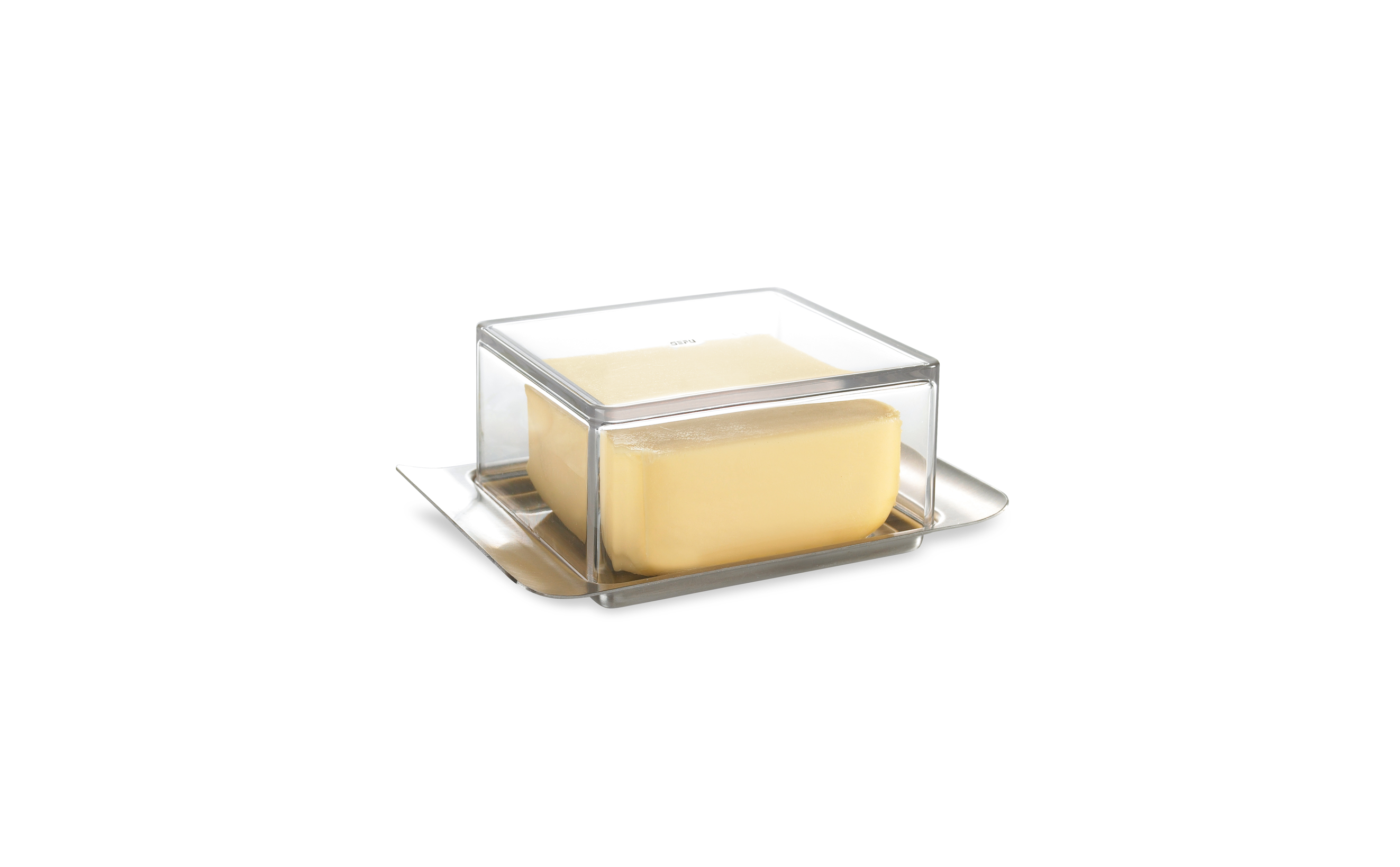 Edelstahl-Butterdose mit Glasdeckel Butterdose aus Edelstahl mit transparentem Glasdeckel, ideal zur Aufbewahrung von Butter