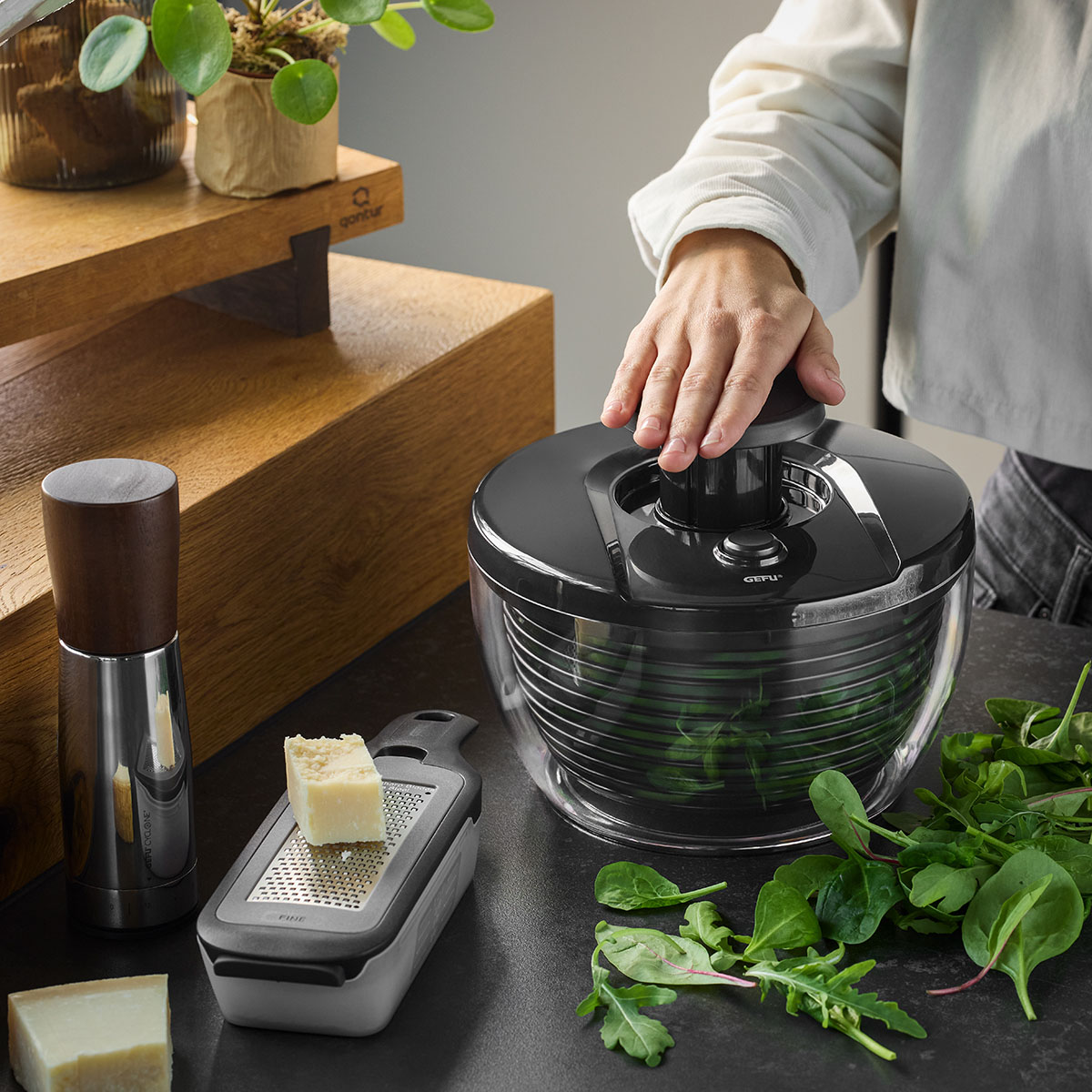 Salat- und Kräuterschleuder PUSH IT, 3 L