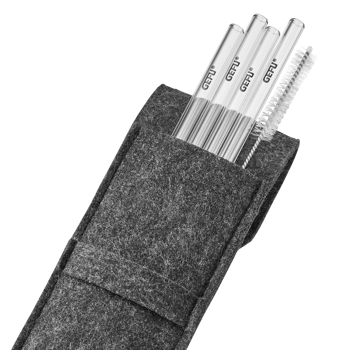 Glastrinkhalm FUTURE, 18 cm, 4 Stück in Filztasche