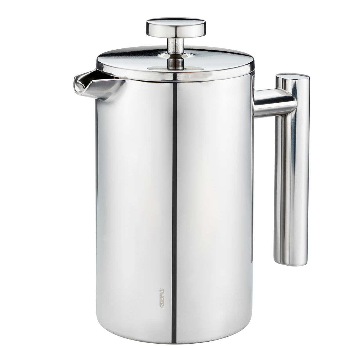 Elegante Edelstahl-Kaffeepresse für stilvollen Kaffeegenuss Silberne Edelstahl-Kaffeepresse mit modernem Design und Isolierfunktion