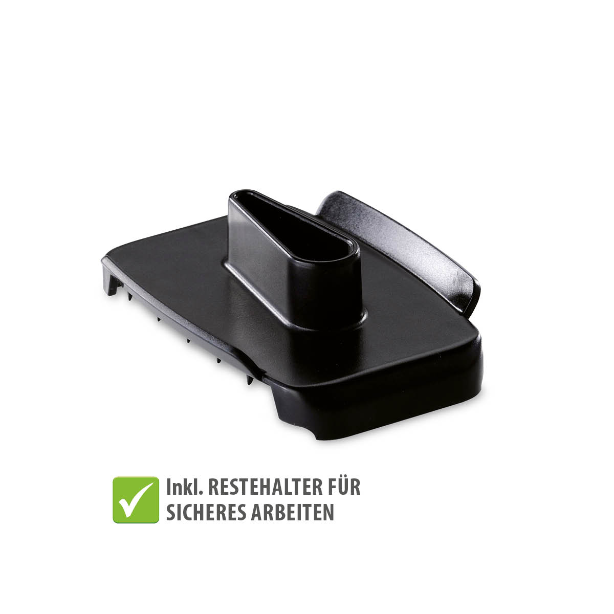 Restehalter für sicheres Arbeiten mit Küchengeräten Schwarzer Restehalter für sichere Handhabung beim Arbeiten mit Küchengeräten