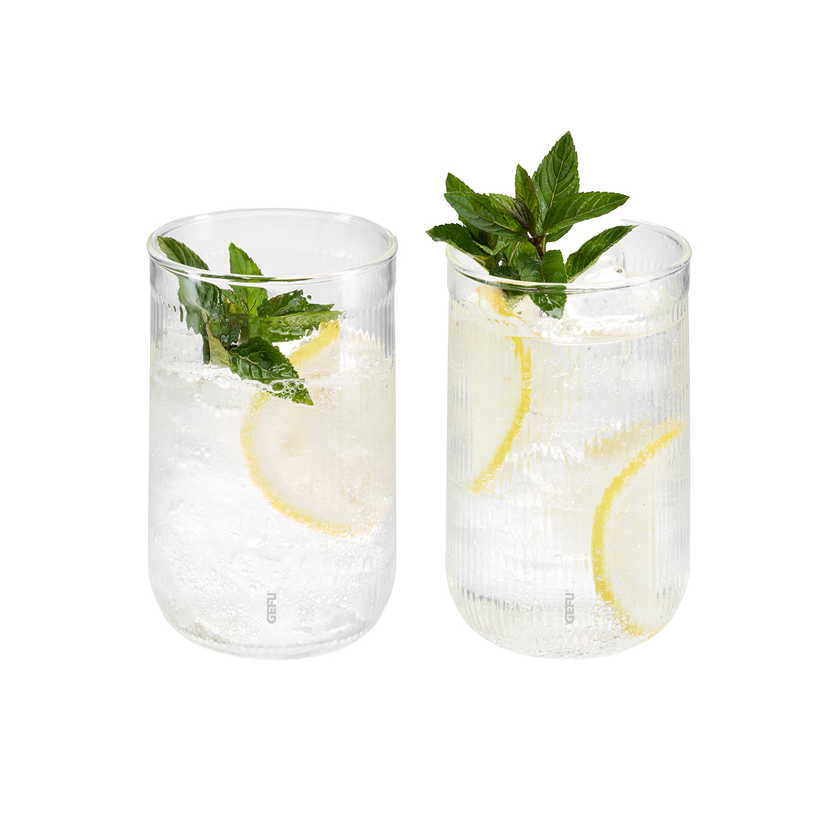 Zwei geriffelte GEFU Wassergläser LINOA, 330 ml, 2er-Set
