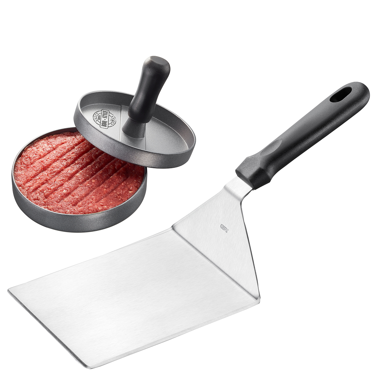 Set: Hamburgerpresse BBQ + Wender BBQ XXL