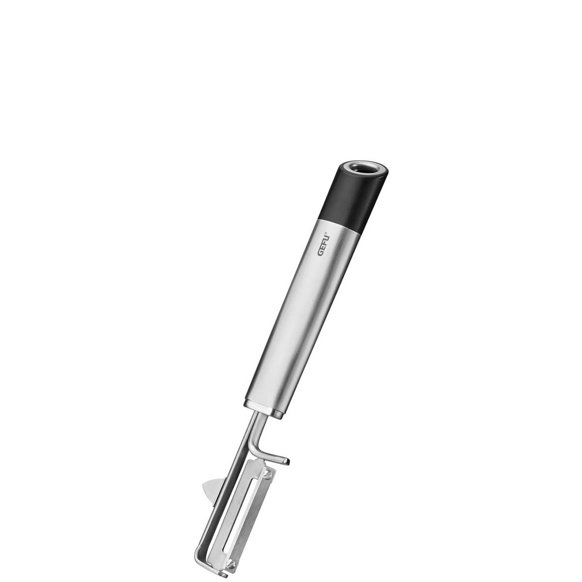 Hochwertiger Schäler aus Edelstahl mit ergonomischem Griff Moderner Edelstahl-Gemüseschäler mit schwarzem Griff für einfache Handhabung