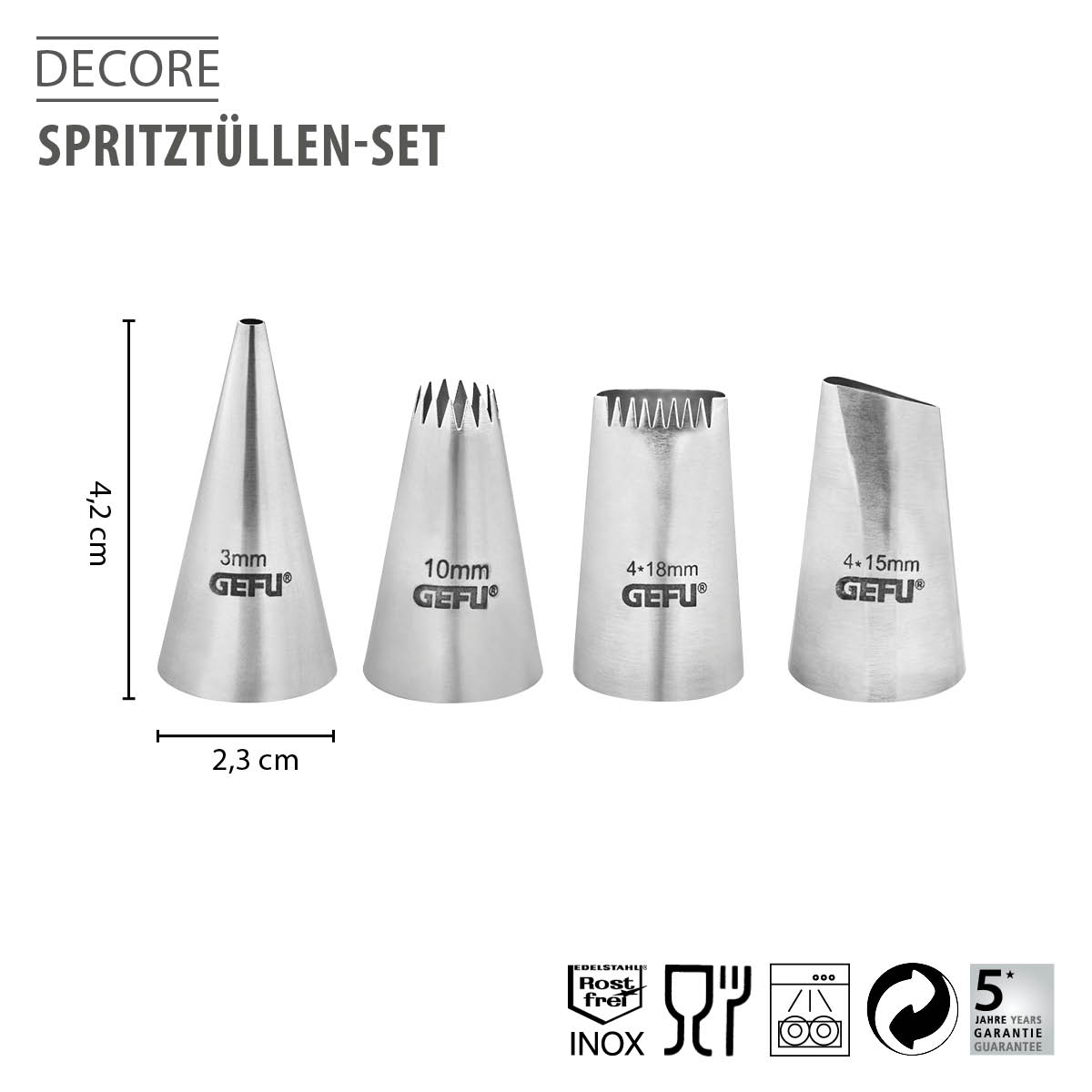 Spritztüllen-Set DECORE, 4-teilig