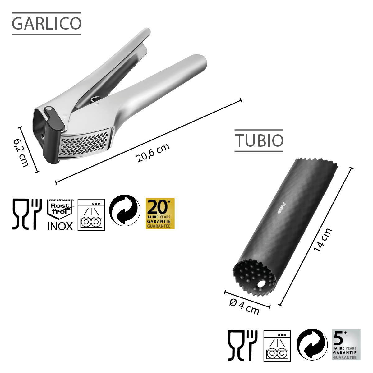 Set: Knoblauchpresse GARLICO + Knoblauchschäler TUBIO