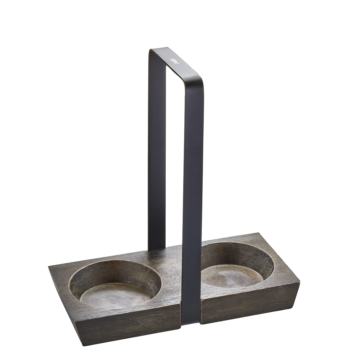Moderner Flaschenhalter aus Holz mit Metallgriff Stilvoller Flaschenhalter aus Holz mit Griff aus Metall, geeignet für zwei Flaschen