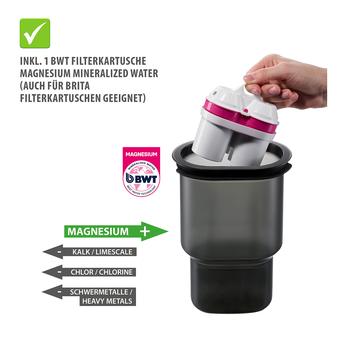 Table water filter incl. filter cartridge PURALIS
