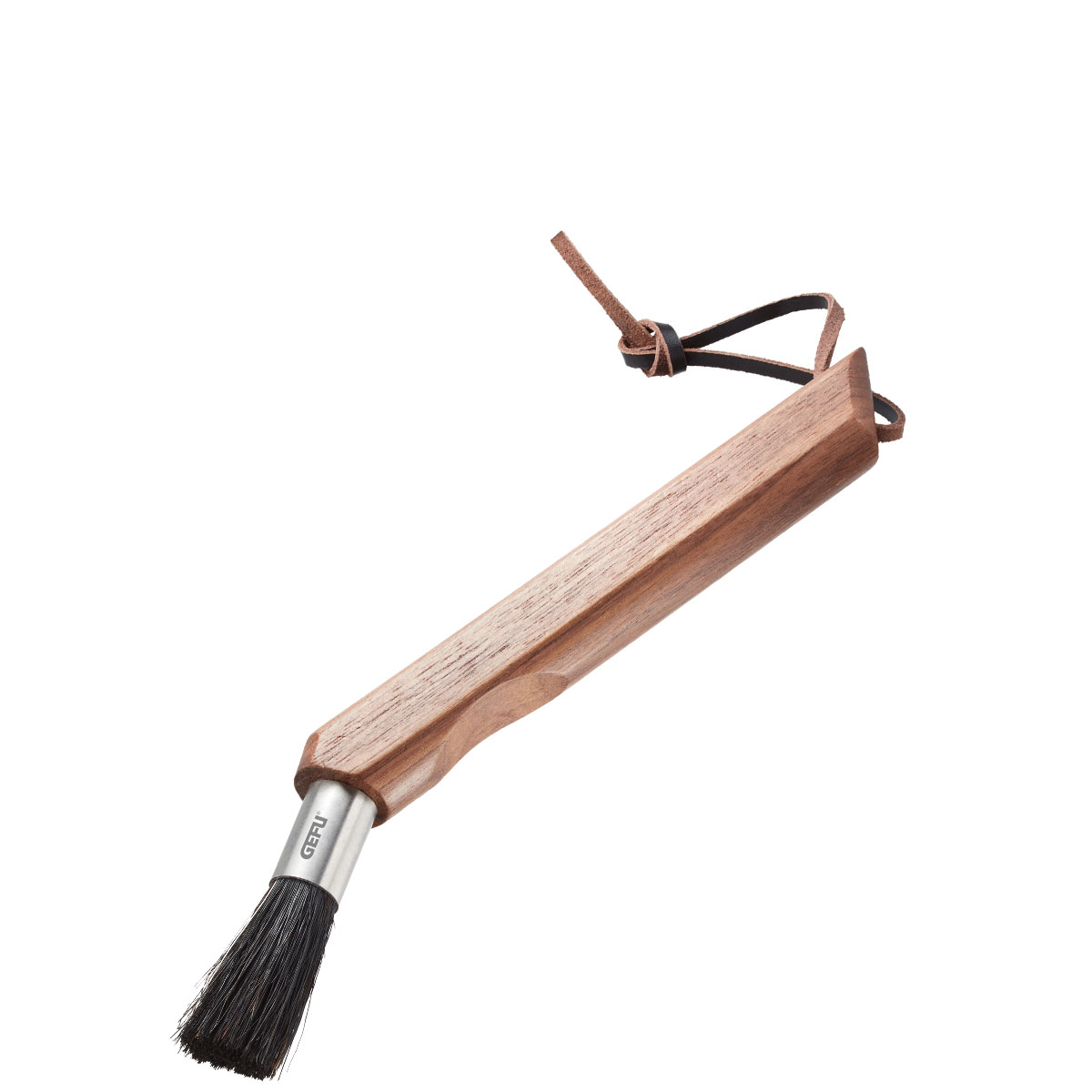 Hochwertiger Küchenpinsel mit Holzgriff und Lederband Küchenpinsel aus Holz mit schwarzer Bürste und Lederband zur Aufhängung