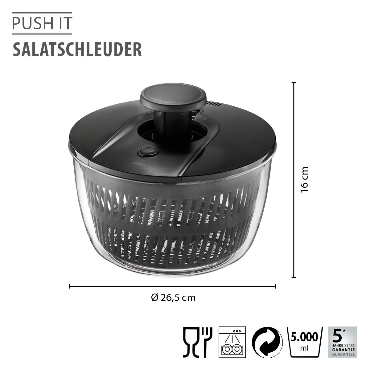Salad spinner PUSH IT, Ø 25 cm