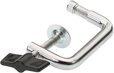 Hochwertige G-Schraubzwinge aus Metall zur sicheren Befestigung G-Schraubzwinge aus Metall mit schwarzem Griff und Schraubmechanismus