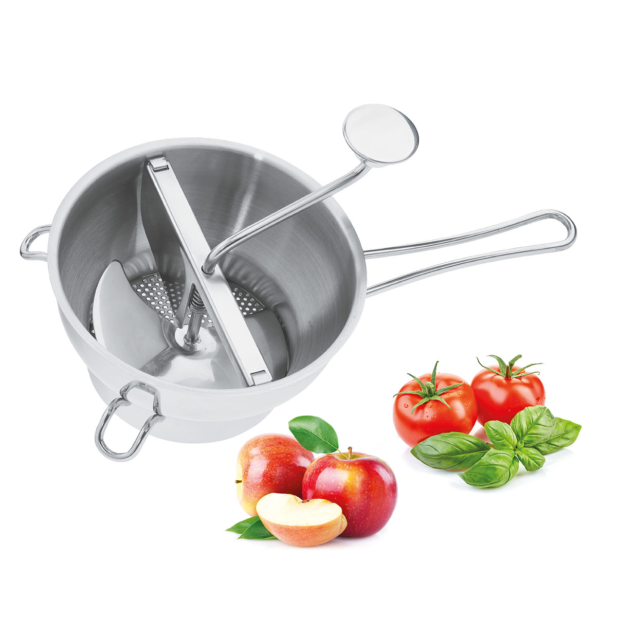 Passiergerät aus Edelstahl mit Kurbel, ideal für Äpfel und Tomaten