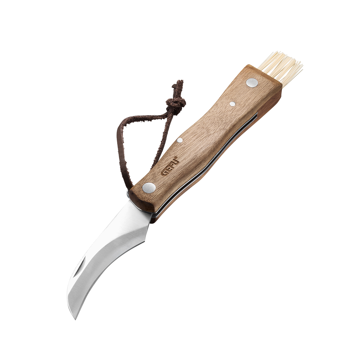 GEFU Pilzmesser SILVA mit Bürste und Holzgriff