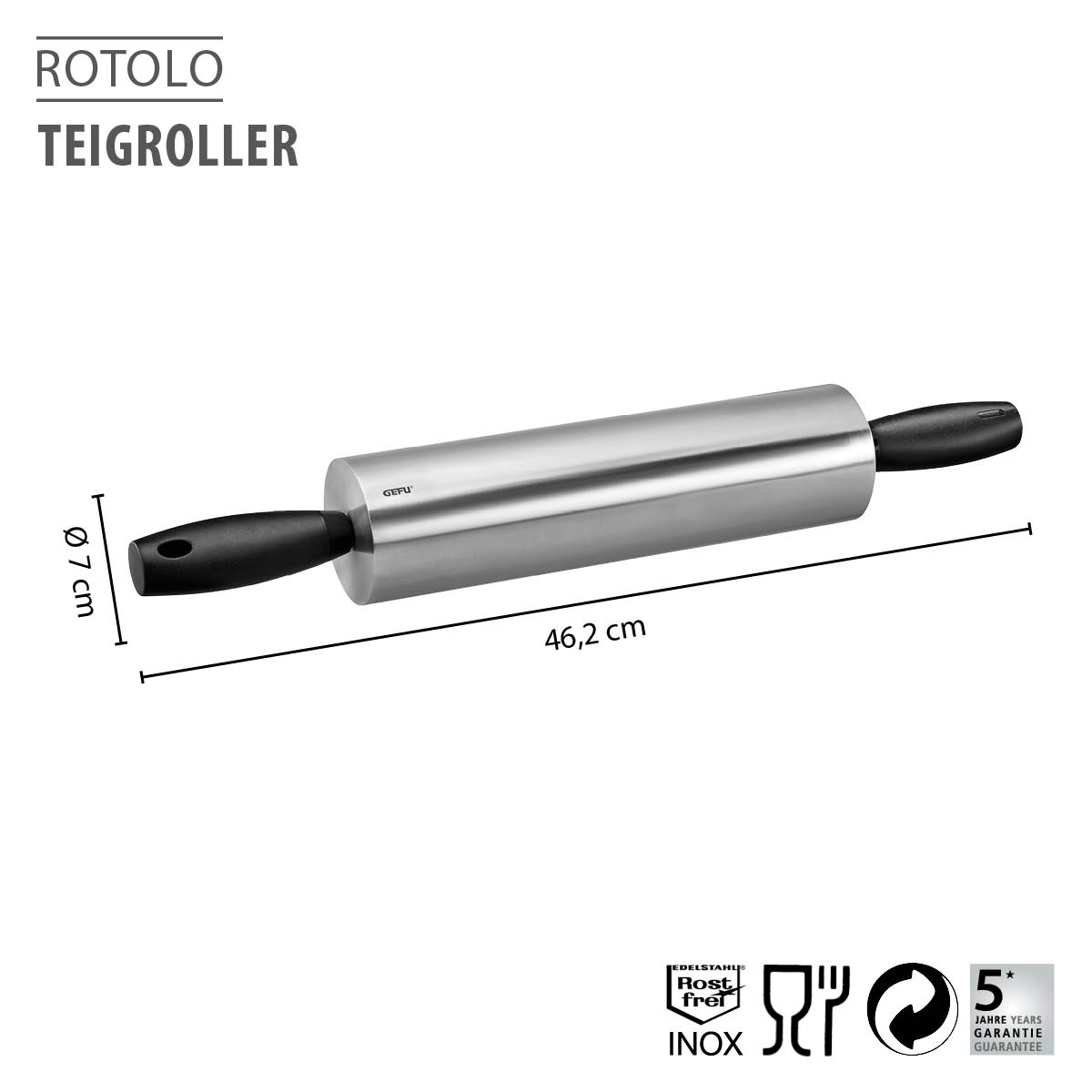 Teigroller ROTOLO: Edelstahl, leichtgängig, präzise