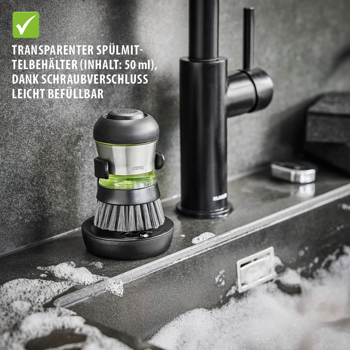 Washing-up liquid brush with drainer SWIFT
