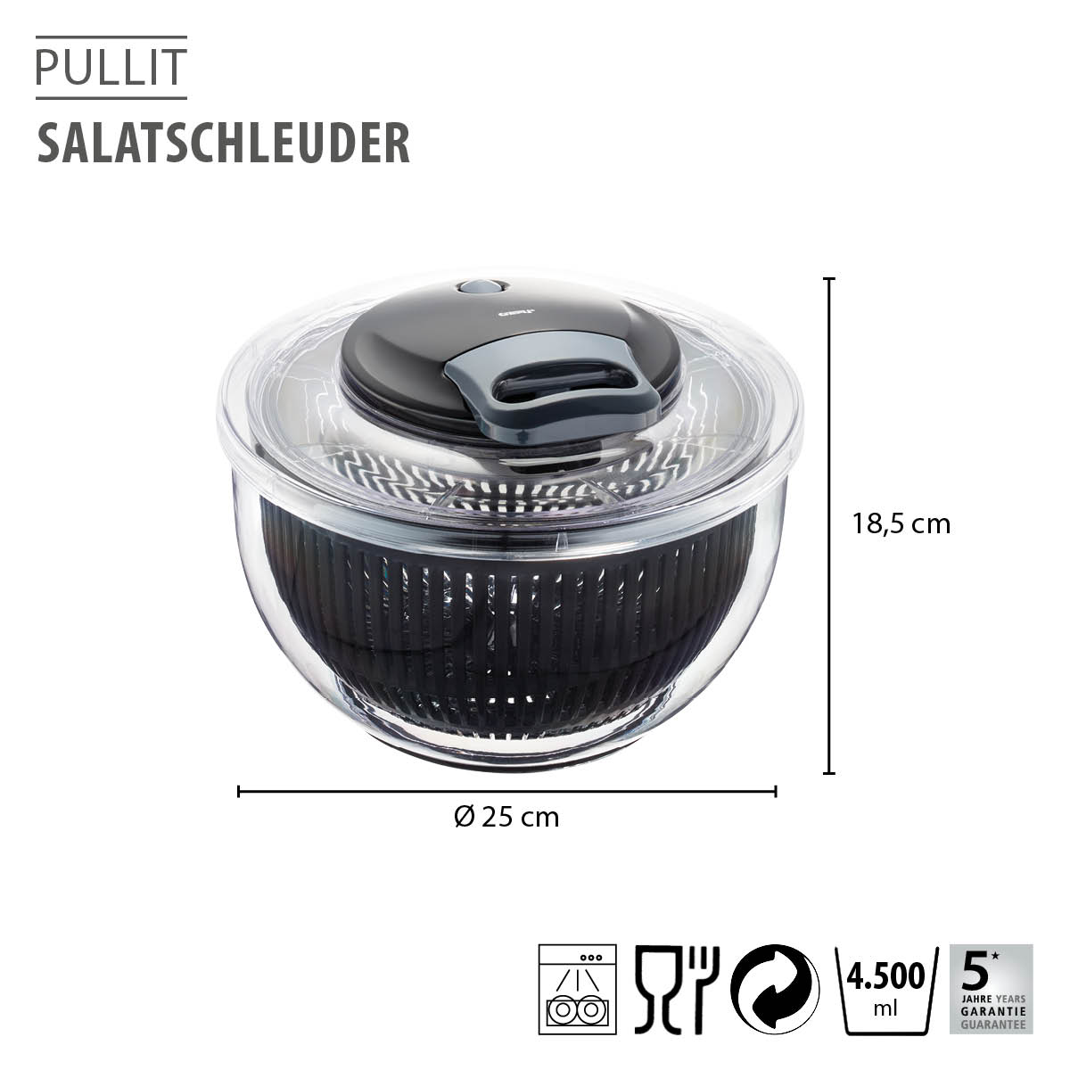 Salad spinner PULLIT, 4,5 L