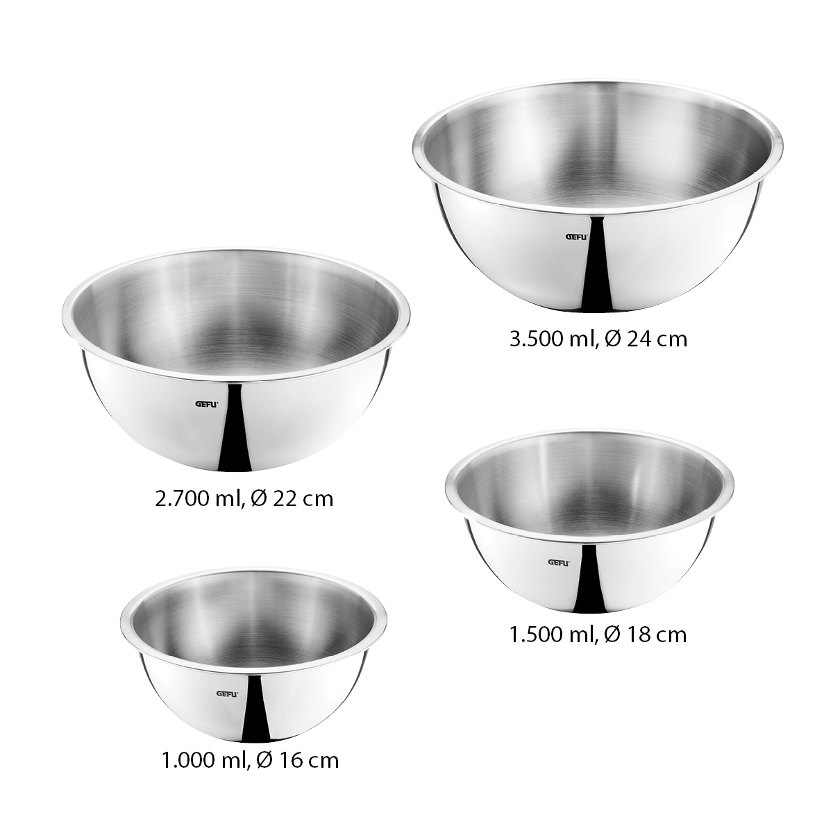 Edelstahlschüssel-Set CAVARO, 4-teilig