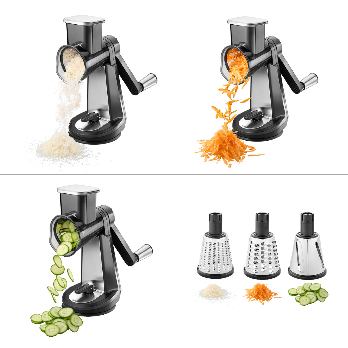 Trommelreibe mit 3 Trommeln