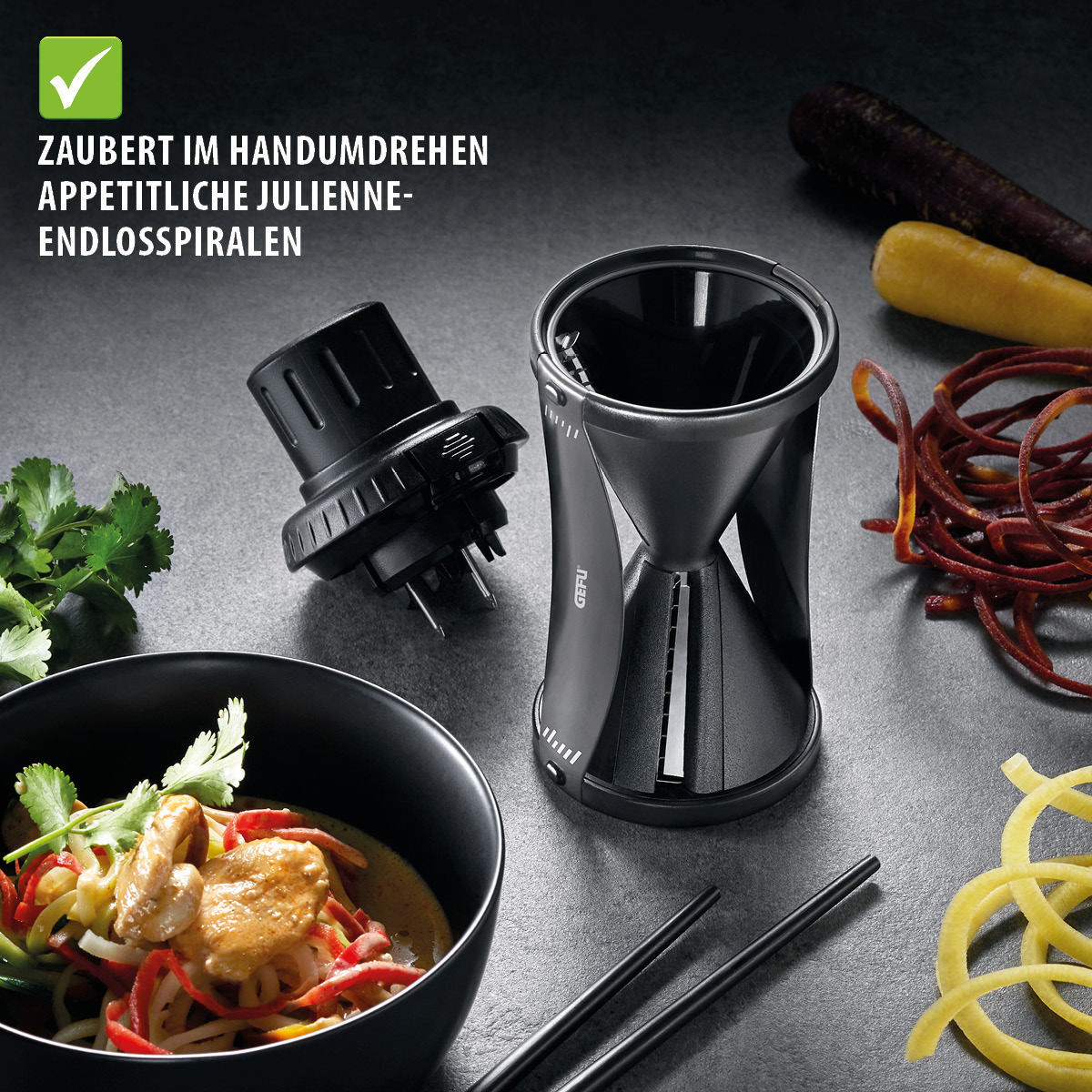 Spiralschneider SPIRELLI® 2.0 BLACK EDITION inkl. Reinigungsbürste